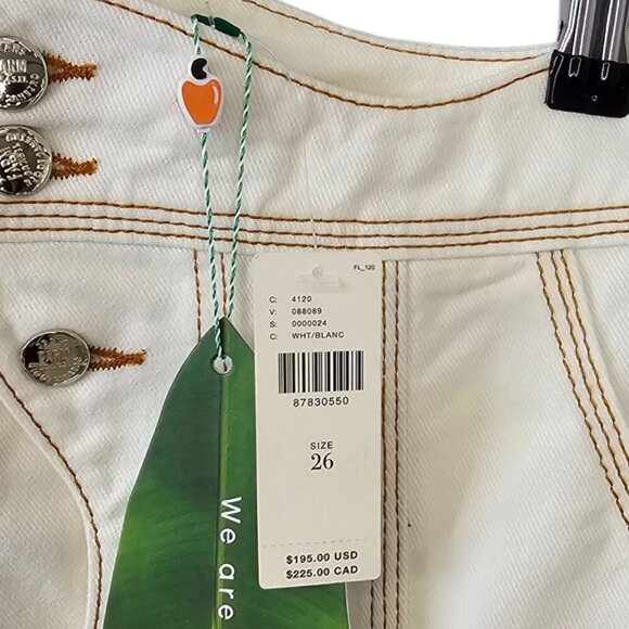 Farm Rio Denim Wave Maxi Skirt, White, Cotton, Contrast Stitch, Button Front, 26 - Picture 7 of 9